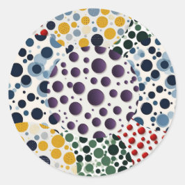 カラフル水玉模様キルトパターン ラウンドシール