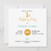 カラフル水玉模様ケーキ1歳の誕生日 招待状 (裏面)