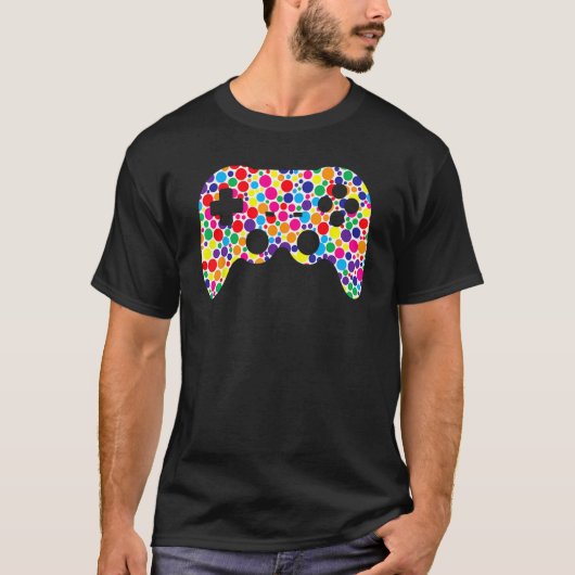 カラフル水玉模様ゲーム制国際的御装置D Tシャツ (正面)