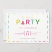 カラフル水玉模様パーティーハットパーティの招待状 招待状 (正面)