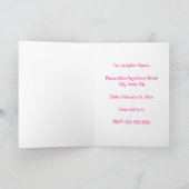 カラフル水玉模様ピンクバースデーパーティー子供へ 招待状 (内部)