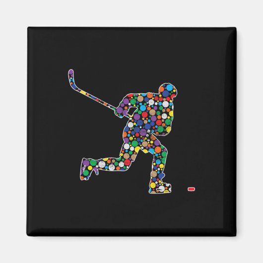 カラフル水玉模様ホッケー国際的ドットデイ マグネット (正面)