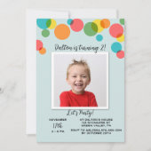 カラフル水玉模様ボーイズ写真誕生日 招待状 (正面)