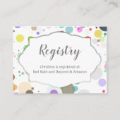 カラフル水玉模様レジストリ赤ちゃんシャワー情報 エンクロージャーカード (正面)