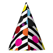 カラフル水玉模様白黒ストライプデザイン パーティーハット (裏面)