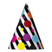 カラフル水玉模様白黒ストライプデザイン パーティーハット (左)