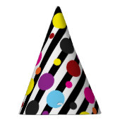 カラフル水玉模様白黒ストライプデザイン パーティーハット (右)