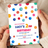 カラフル水玉模様2回目の誕生日パーティの招待状 招待状