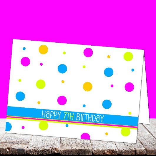 カラフル水玉模様7番目の誕生日カード カード