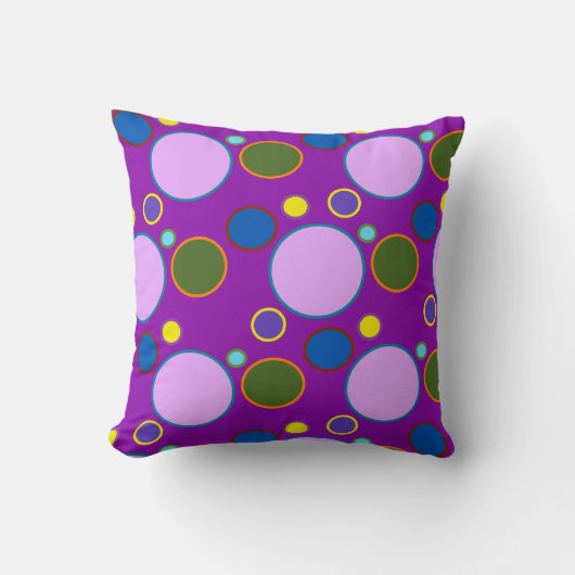 カラフル水玉模様 クッション (正面)