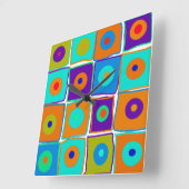 カラフル水玉模様&スクウェアアートクロック スクエア壁時計 (傾斜)