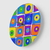 カラフル水玉模様&スクウェアラージアートクロック ラージ壁時計 (傾斜)