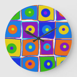 カラフル水玉模様&スクウェアラージアートクロック ラージ壁時計