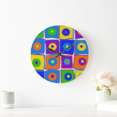 カラフル水玉模様&スクウェアラージアートクロック ラージ壁時計 (ホーム)