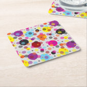 カラフル水玉模様 スクエアペーパーコースター (アングル)