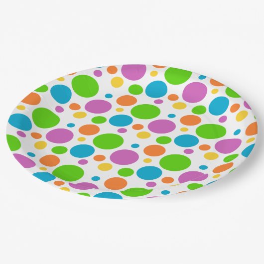 カラフル水玉模様 ペーパープレート (アングル)