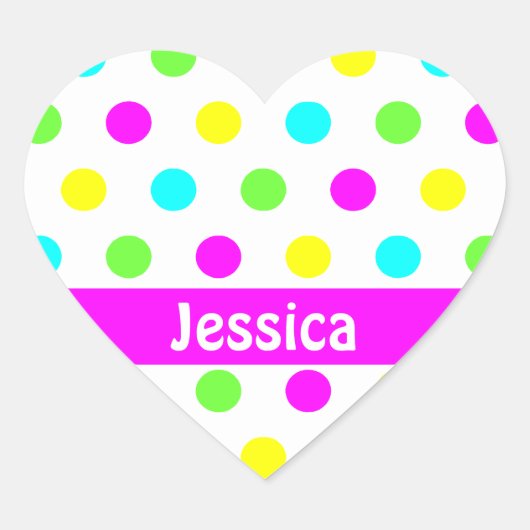 カラフル水玉模様 – 名前ハートシール ハートシール (正面)