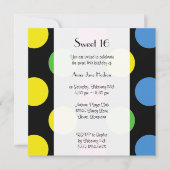 カラフル水玉模様、水玉模様パターン、甘い16 招待状 (正面)