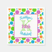 カラフル水玉模様 |誕生日パーティー スタンダードカクテルナプキン (正面)