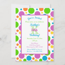 カラフル水玉模様 |誕生日パーティー 招待状