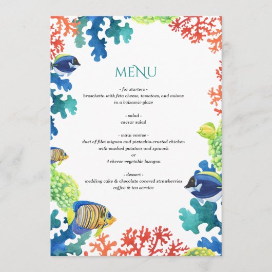 カラフル水結婚族館 メニュー (正面)