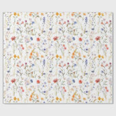 カラフル水色の野花 ラッピングペーパー (フラット)