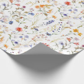 カラフル水色の野花 ラッピングペーパー (角)