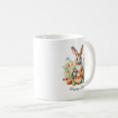 カラフル水色イースターヴィンテージうさぎ卵 コーヒーマグカップ (正面右)