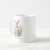 カラフル水色イースターヴィンテージうさぎ卵 コーヒーマグカップ (正面左)