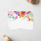 カラフル水色チューリップパーソナライズされた ノートカード (正面/裏面インサイチュ)