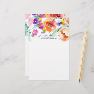 カラフル水色チューリップパーソナライズされた 便箋