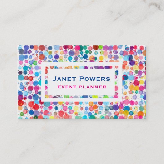 カラフル水色ドットカスタム名刺 名刺 (正面)