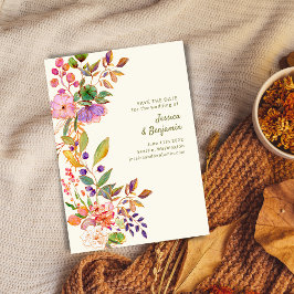 カラフル水色フローライラストレーション結婚 セーブザデート