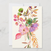 カラフル水色フローライラストレーション結婚 招待状 (裏面)