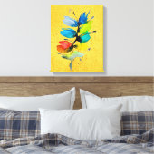 カラフル水色ルーズ抽象芸術フローラ キャンバスプリント (インサイチュ (寝室))