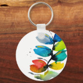 カラフル水色ルーズ抽象芸術フローラ キーホルダー (正面)