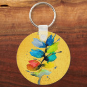 カラフル水色ルーズ抽象芸術フローラ キーホルダー (正面)