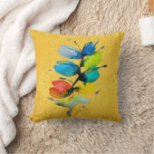 カラフル水色ルーズ抽象芸術フローラ クッション (ブランケット)