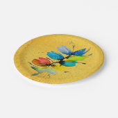 カラフル水色ルーズ抽象芸術フローラ ペーパープレート (アングル)