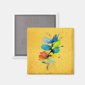 カラフル水色ルーズ抽象芸術フローラ マグネット (正面/裏面)