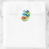 カラフル水色ルーズ抽象芸術フローラ ラウンドシール (バッグ)