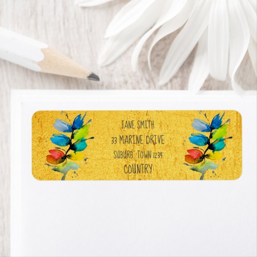 カラフル水色ルーズ抽象芸術フローラ ラベル (インサイチュ)