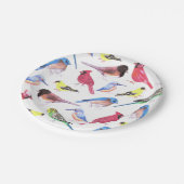 カラフル水色多彩鳥 ペーパープレート (アングル)
