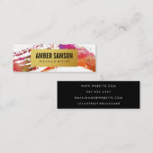 カラフル水色絵を描消し金ゴールドフェイクラベル スキニー名刺 (正面/裏面)