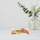 カラフル水色絵を描消し金ゴールドフェイクラベル スキニー名刺 (スタンド正面)