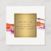 カラフル水色絵を描消し金ゴールドフェイクラベル スクエア名刺 (裏面)