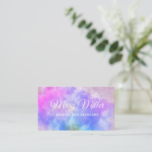 カラフル水色雲の名刺 名刺 (スタンド正面)