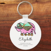 カラフル水象モダンパーソナライズされた キーホルダー (正面)