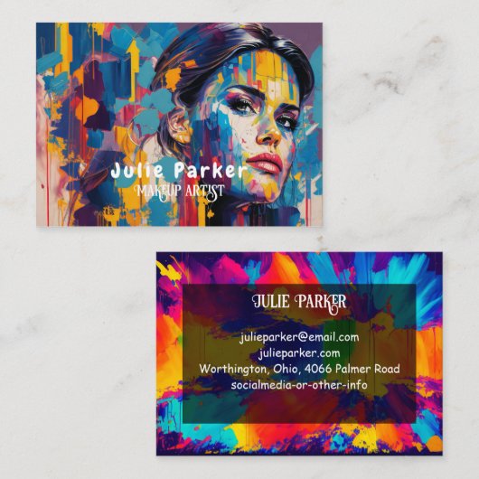 カラフル油絵を描名刺 名刺 (正面/裏面)