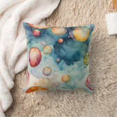 カラフル泡の水彩アート クッション (ブランケット)